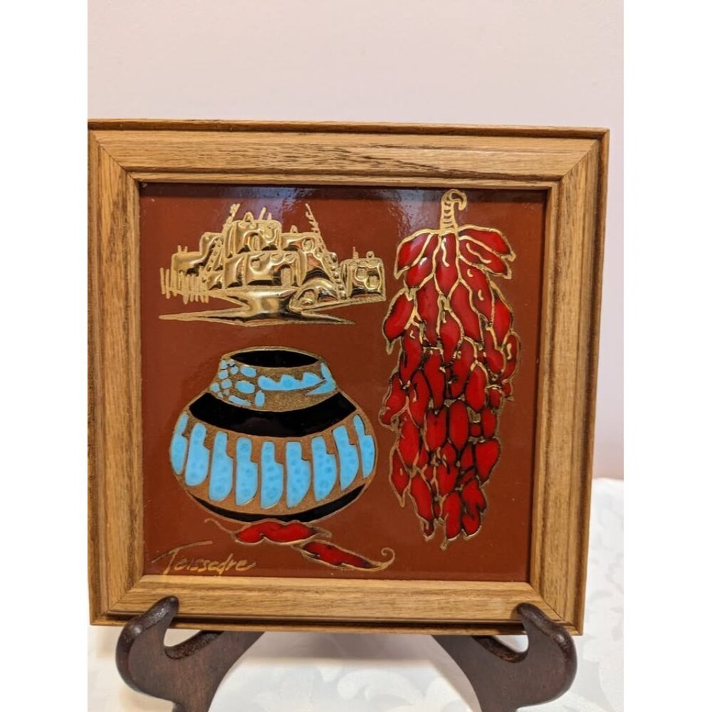Vintage Teissedre Framed Ceramic Tile